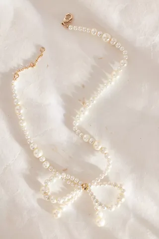 Anthropologie , Pearl Bow Choker Necklace