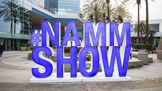 The enormous '#NAMM Show' sign, outside of the Convention Center in Anaheim, CA on January 21, 2026