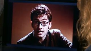 David Tennant as the Doctor on a computer screen.