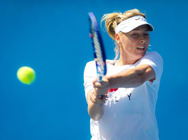 Maria Sharapova practices at the 2016 Australian Open.