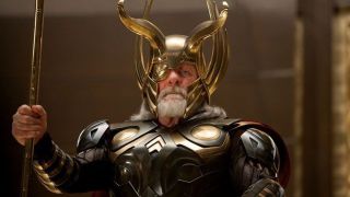 Anthony Hopkins as armored Odin in 2011 Thor movie