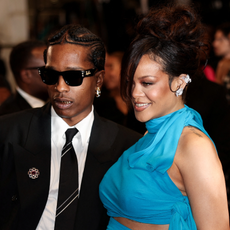 Barbadian singer and actress Rihanna and US actor and singer Asap Rocky leave after the screening of the film "Highest 2 Lowest" at the 78th edition of the Cannes Film Festival in Cannes, southern France, on May 19, 2025. (Photo by Sameer Al-Doumy / AFP) (Photo by SAMEER AL-DOUMY/AFP via Getty Images)