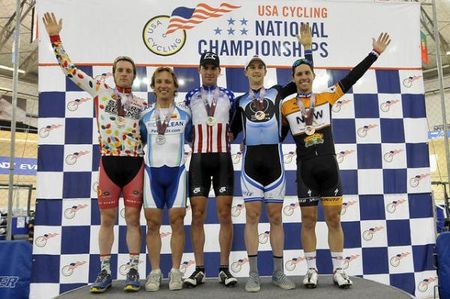 The men's omnium podium.