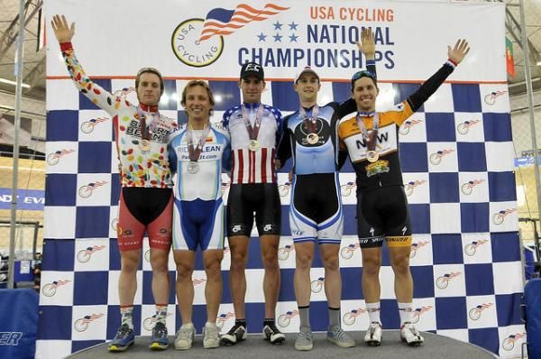 The men's omnium podium.
