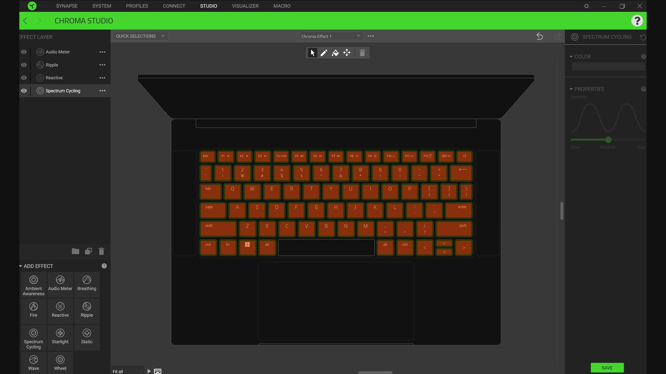 Razer Synapse keyboard RGB customization via Chroma.