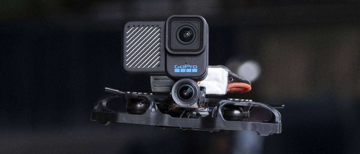 The GoPro Hero 10 Black Bones camera on an FPV drone