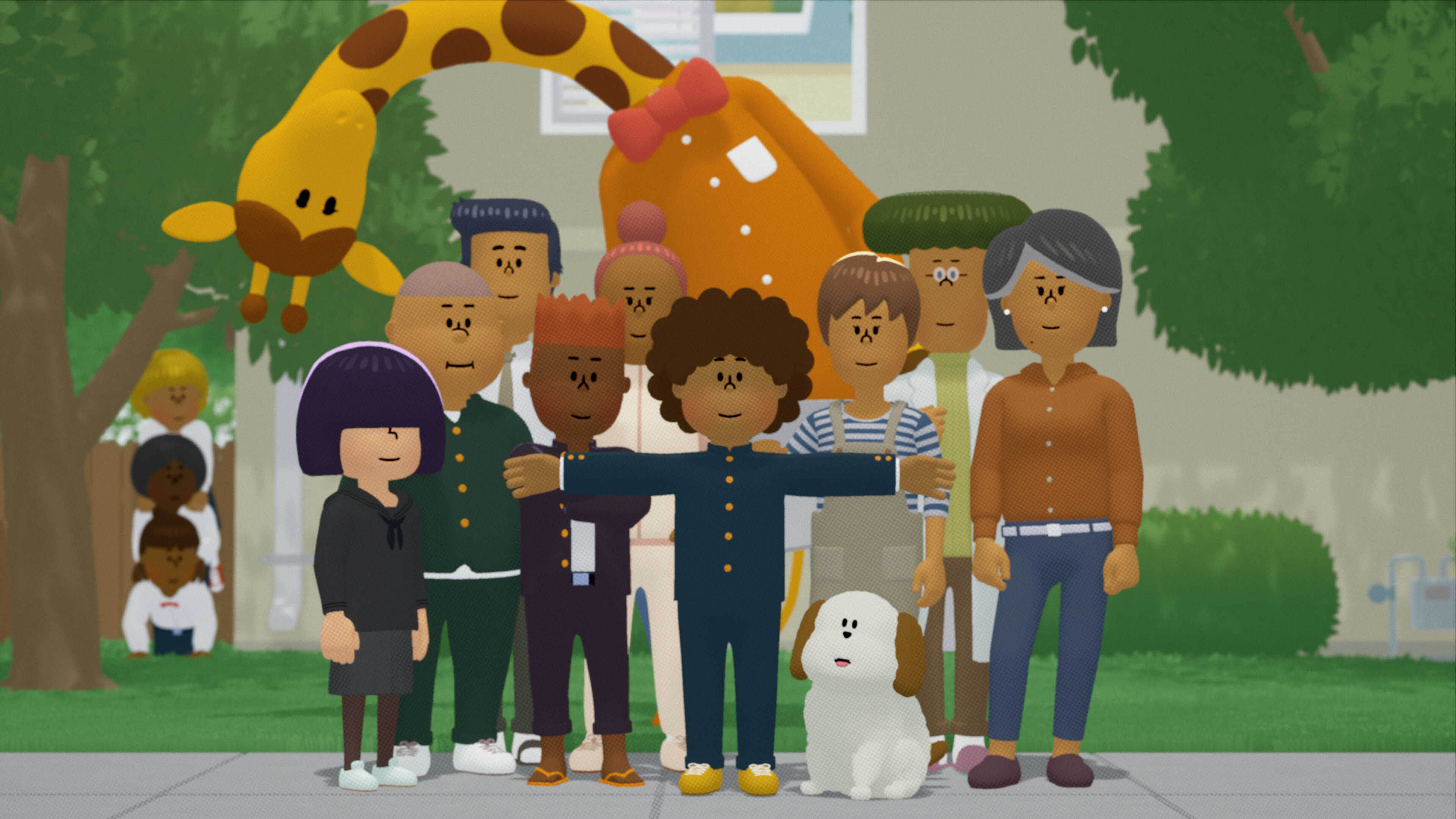 Promotional screenshot of the player interacting with their friends and family in To a T.