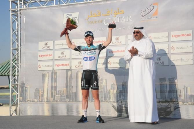 Mark Cavendish (Omega Pharma-Quickstep) after winning stage 4 in Qatar