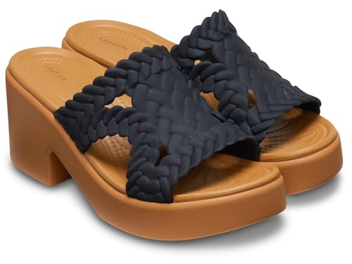 Crocs Brooklyn Woven Slide Heels Black Woven 10 M