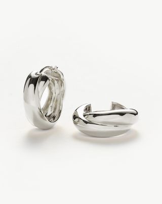 Lucy Williams Chunky Medium Entwine Hoop Earrings | Silver Plated