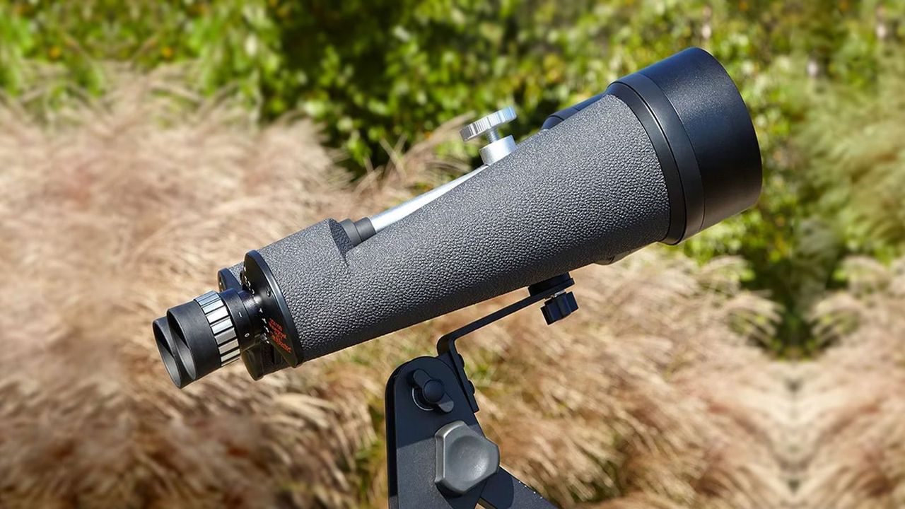 Celestron SkyMaster 25x100 binoculars side on