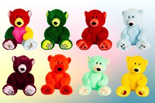 Collage showing the eight different Mood Bears