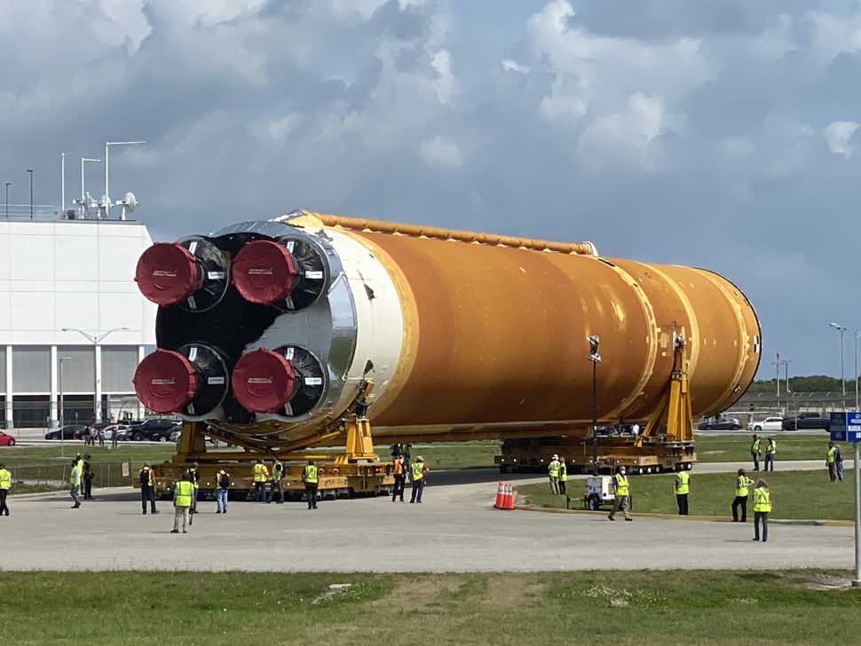 In Photos: NASA's SLS Megarocket Core Stage Arrives In Florida For 1st ...