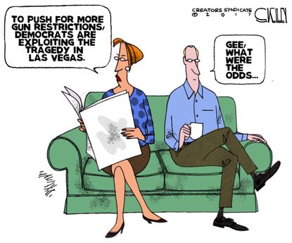 Political cartoon U.S. Las Vegas shooting Democrats GOP gun control