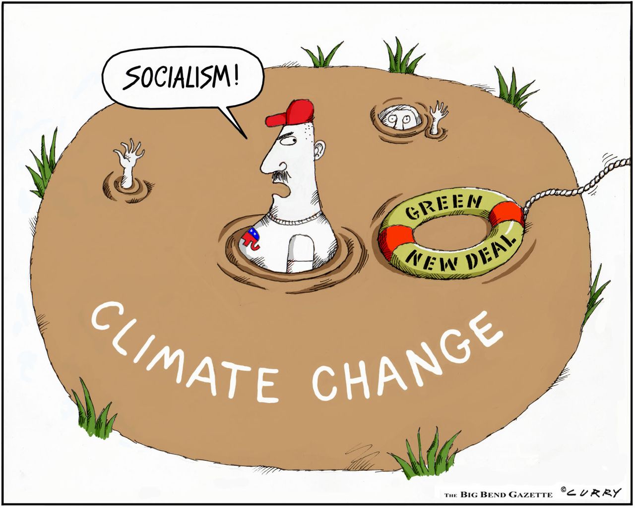 Political Cartoon U.S. Climate change green new deal quicksand