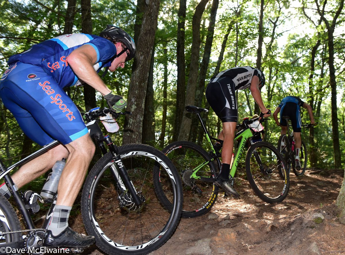Riders on the steepest climb on the course