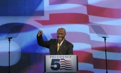 GOP presidential hopeful Herman Cain won a surprise victory in a key Florida straw poll on Saturday, and some say his rousing speech may have changed the race.