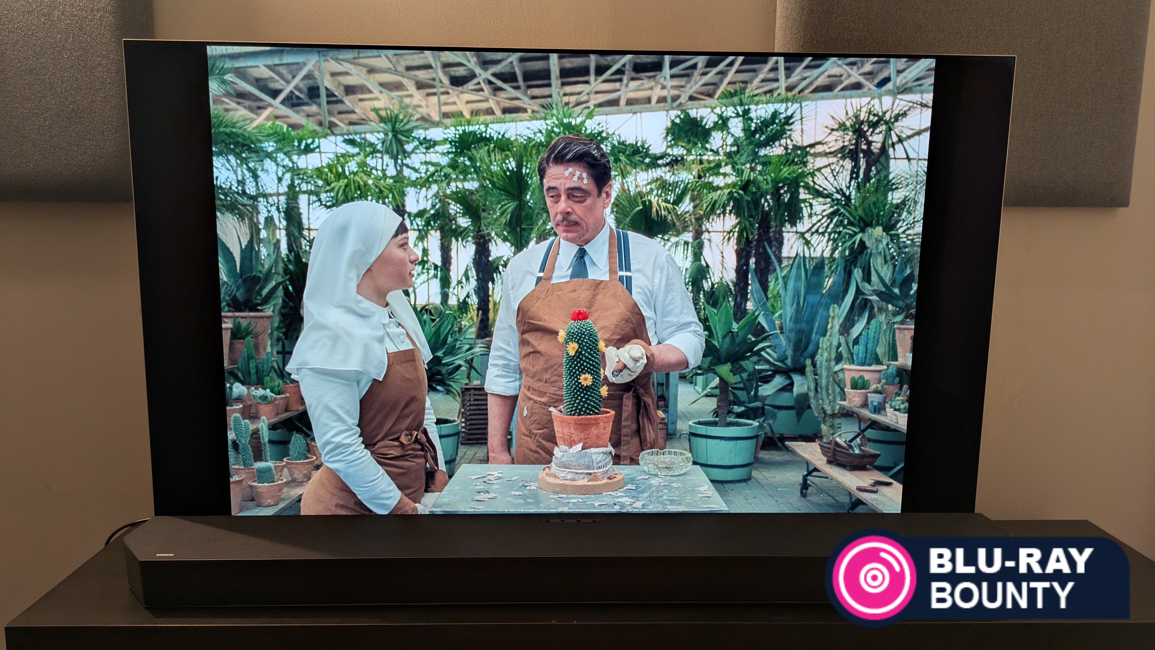 Blu-ray Bounty August 2025 header image with The Phoenician Scheme on LG G5 