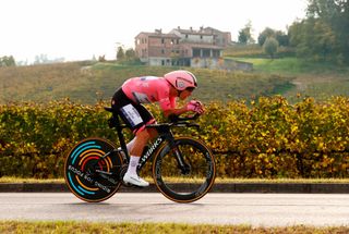 Team Deceuninck rider Portugals Joao Almeida rides during the fourteenth stage of the Giro dItalia 2020 cycling race a 341kilometer individual time trial between Conegliano and Valdobbiadene on October 17 2020 Photo by Luca BETTINI AFP Photo by LUCA BETTINIAFP via Getty Images