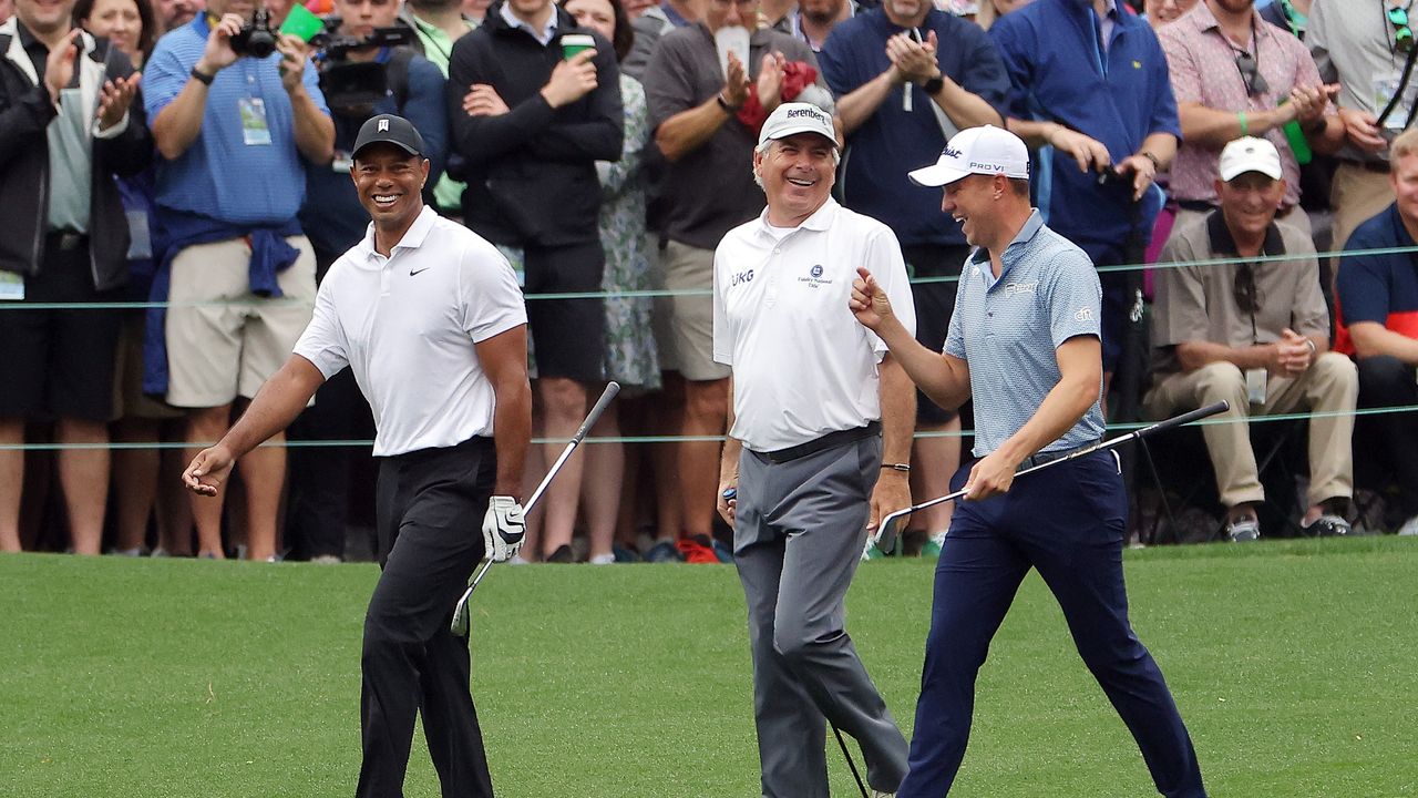 Tiger Woods is joined by Freddie Couples and Justin Thomas for a practice round at Augusta National