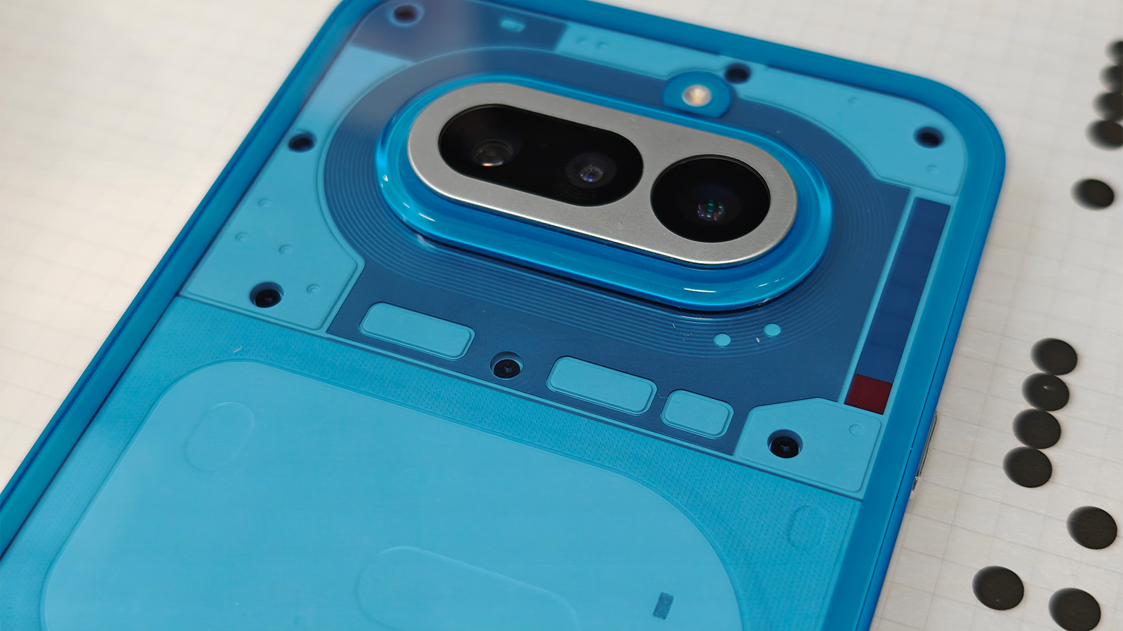 A blue transparent phone