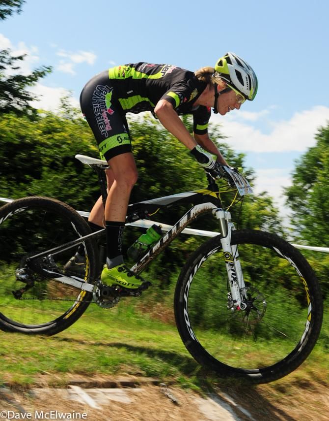 Chloe Cross (Team Whistler) chasing the leaders on lap three