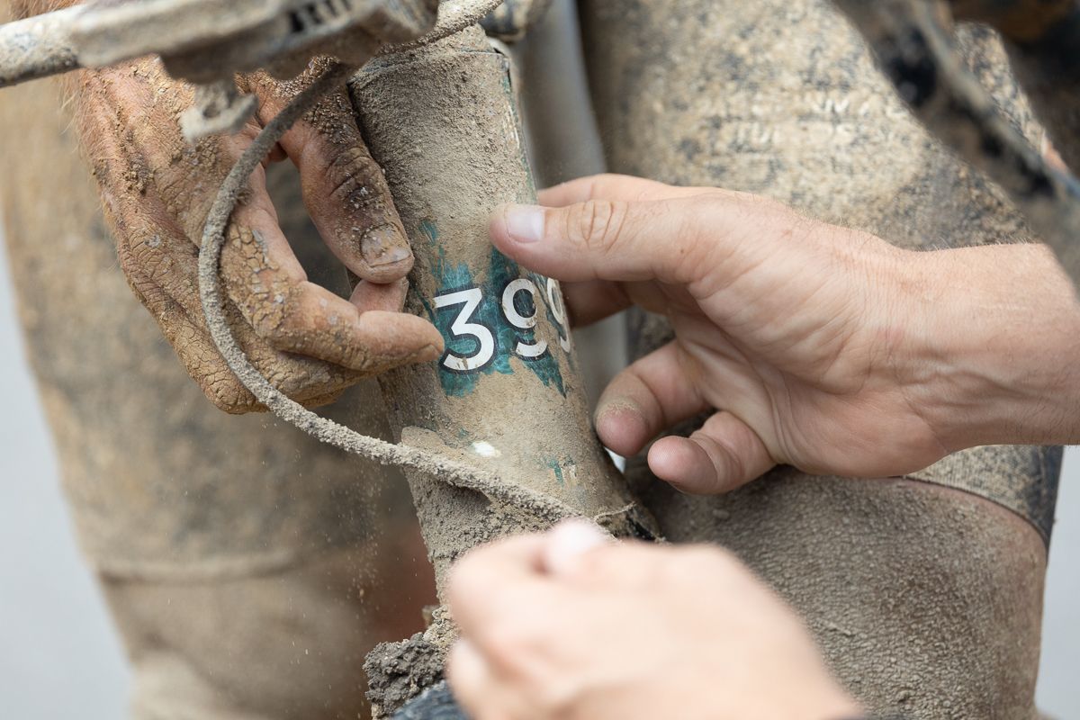 Awards for the 100 mile race were posponed from Saturay night until Sunday morning because the thick lay of mud combined with riders wrapping number places acround their head tube caused issues with finish line sensors.