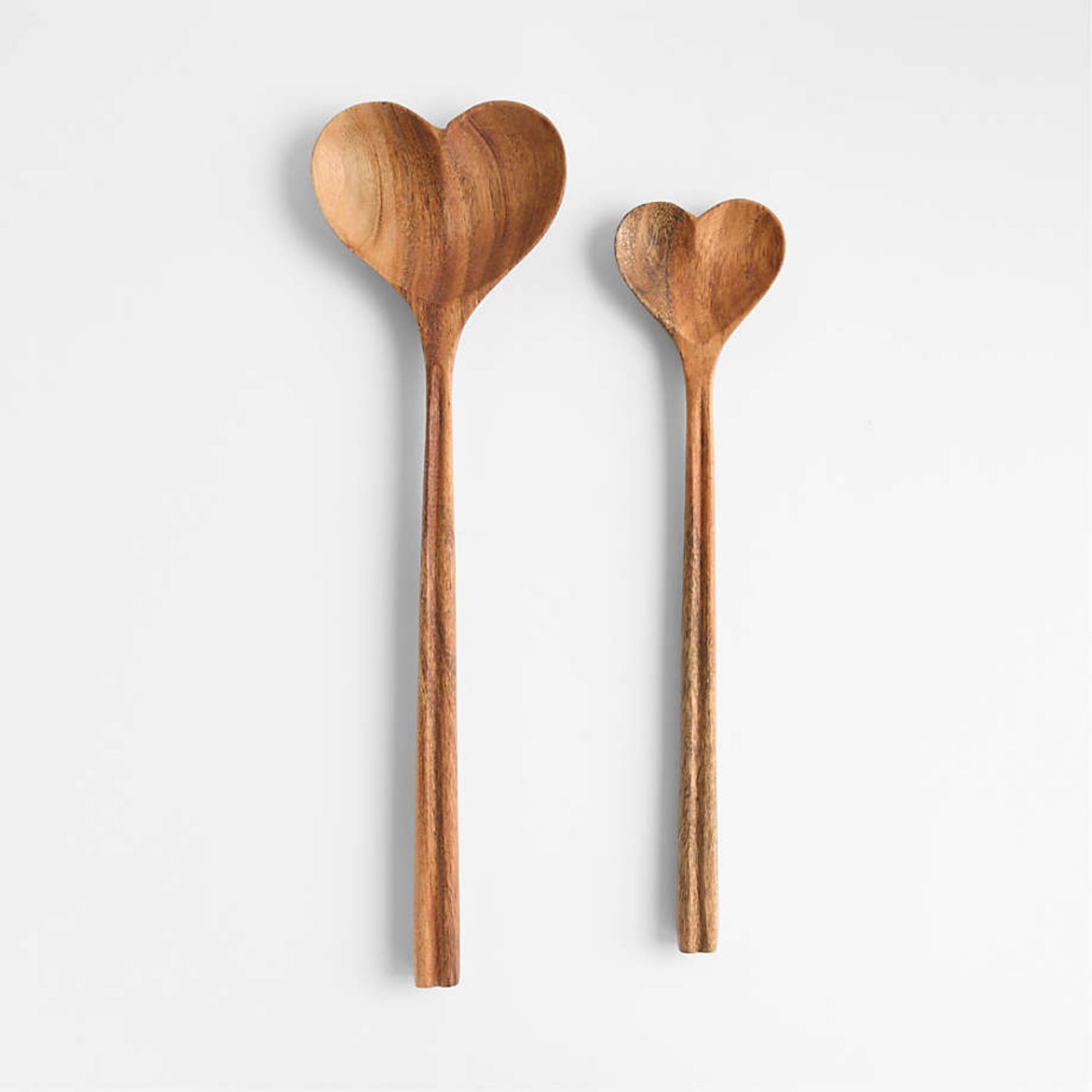 Heart Acacia Wood Mixing Spoon, Set of 2