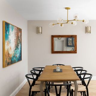 dining table with black wishbone dining chairs