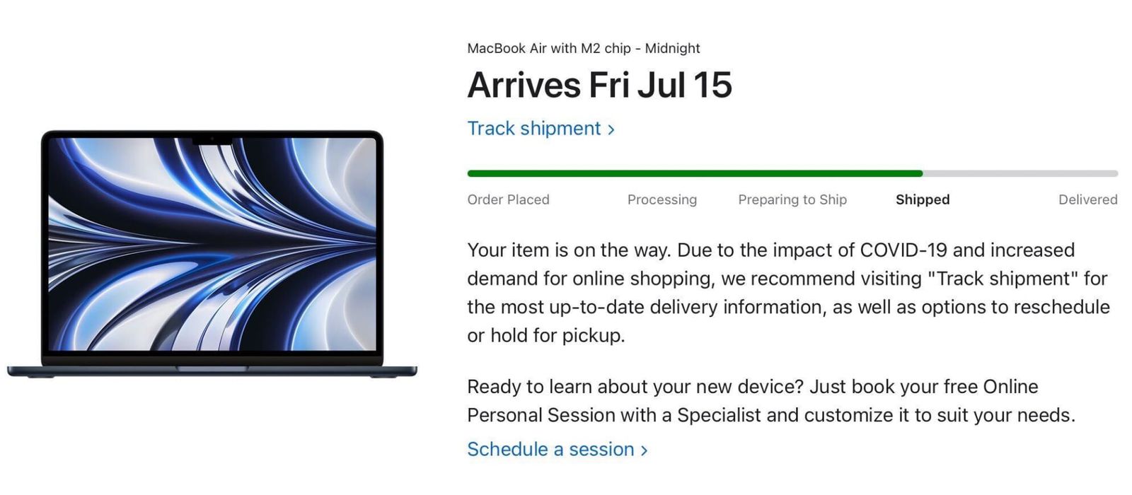 M2 Macbook Air Shipped