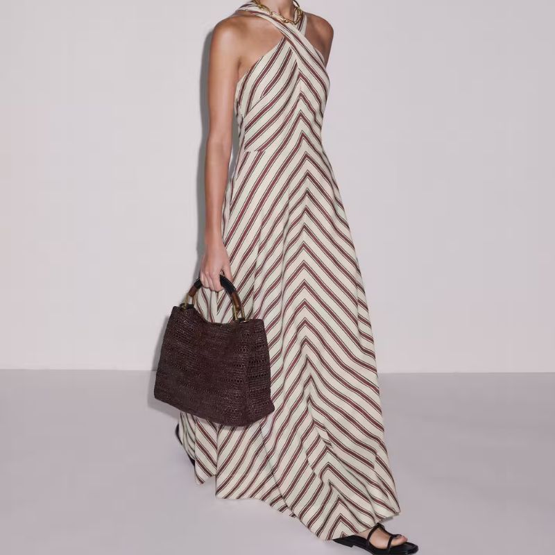 striped ME+EM linen halterneck dress