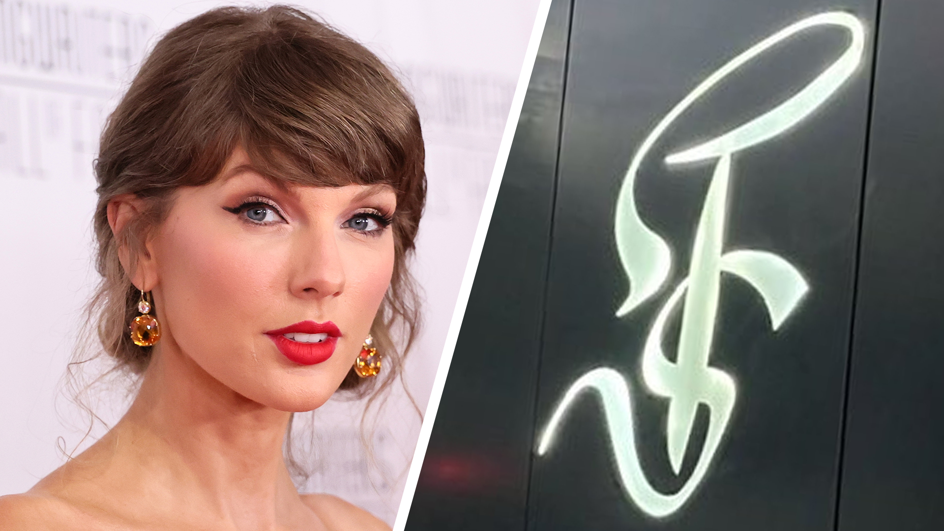 Taylor Swift next to 'TS' graffiti
