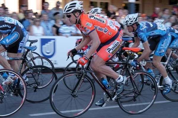 Standing out in a sea of blue is Ceramiche Panaria Navigare rider Sergey Matveyev