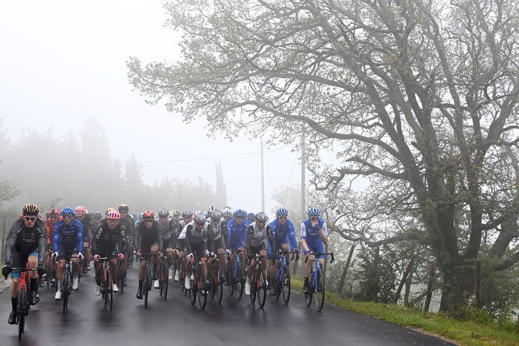 SALERNO ITALY MAY 10 LR Thibaut Pinot of France and Team Groupama FDJ Blue Mountain Jersey Jonathan Klever Caicedo of Ecuador and Team EF EducationEasyPost David Dekker of The Netherlands and Team Arka Samsic and Diego Ulissi of Italy and UAE Team Emirates lead the peloton during the 106th Giro dItalia 2023 Stage 5 a 171km stage from Atripalda to Salerno UCIWT on May 10 2023 in Salerno Italy Photo by Tim de WaeleGetty Images