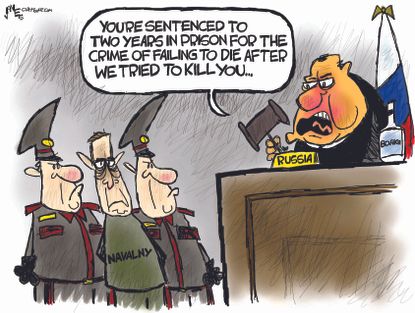 Political Cartoon World navalny putin sentence russia