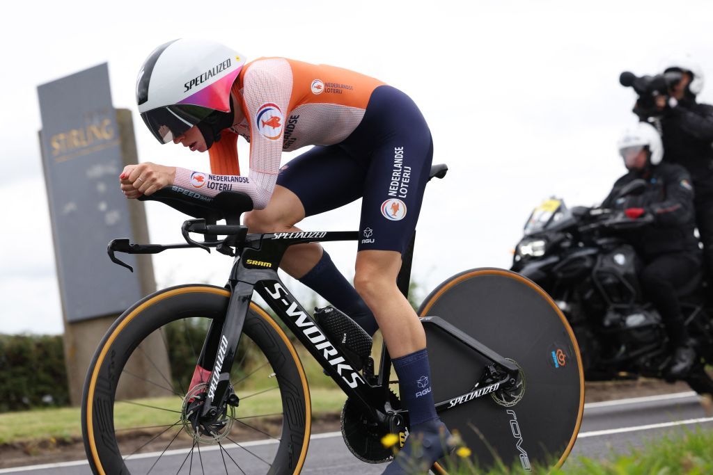 Netherlands Demi Vollering takes part in the womens Individual Time Trial in Stirling during the UCI Cycling World Championships in Scotland on August 10 2023 Photo by Adrian DENNIS AFP Photo by ADRIAN DENNISAFP via Getty Images