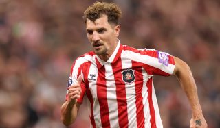 Thomas Meunier of Sunderland in action during the Premier League 2026/27 match between Sunderland and Arsenal FC at Stadium of Light on September 12, 2026 in Sunderland, England