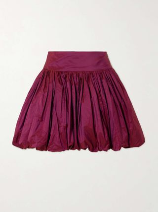 Wilder Gathered Taffeta Mini Skirt