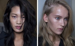 No makeup look with just some imperceptible shading used to highlight models' features