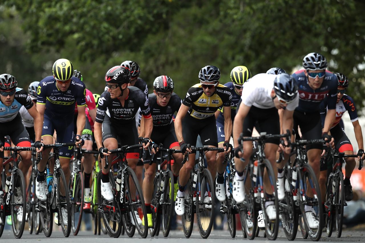 Ian Bibby (JLT Condor), in yellow, sitting in