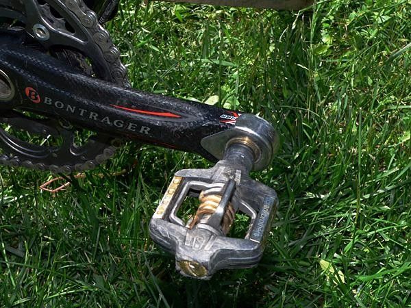 Crank Brothers Candy 4Ti pedals are lightweight but offer a little more of a platform to prevent hot spots over a 24-hour period.