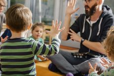 Child in a baby and toddler group, which have allowed to continue in lockdown