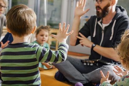 Child in a baby and toddler group, which have allowed to continue in lockdown