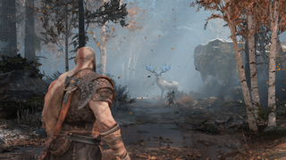Kratos looking at a deer