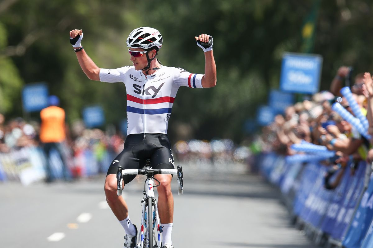 Peter Kennaugh (Team Sky) celebrates victory