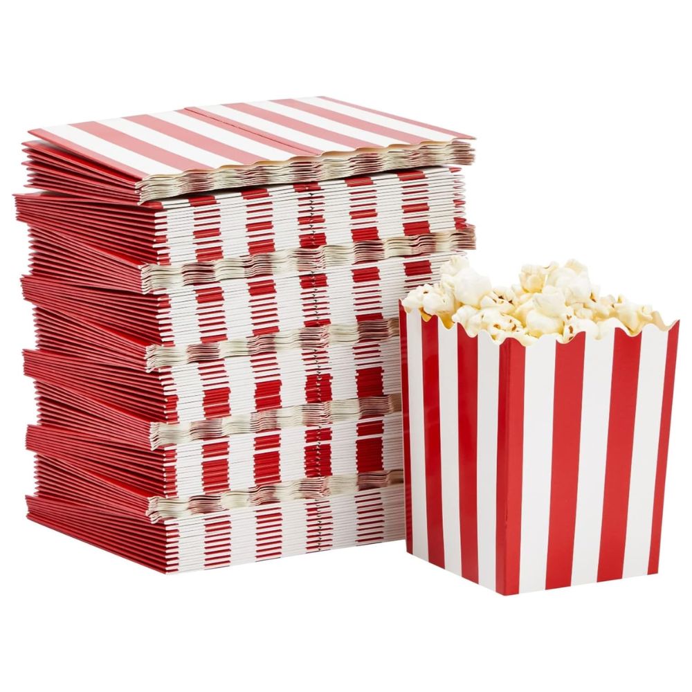 Juvale 100 Pack Red and White Mini Popcorn Boxes
