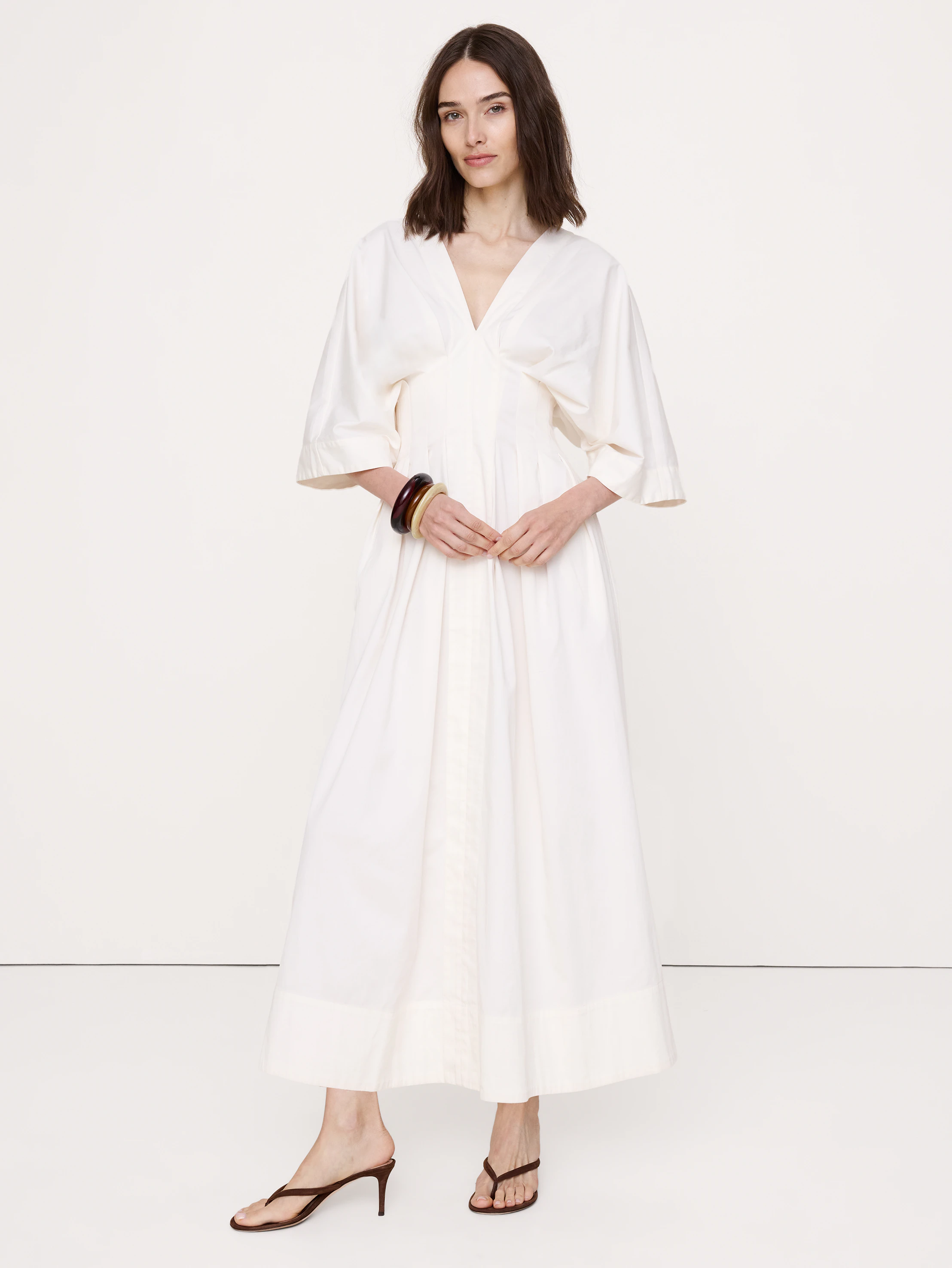 Banana Republic, Stretch-Cotton Pleated Maxi Dress