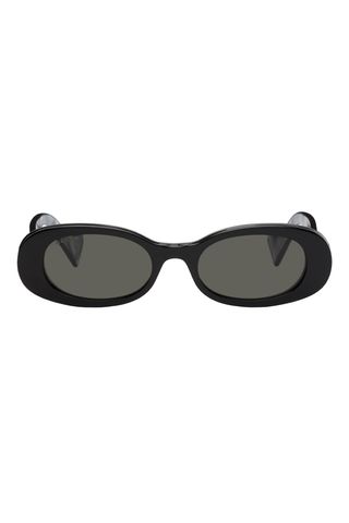 Ovale Sonnenbrille aus schwarzem Acetat von Gucci