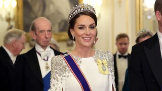 Catherine, Princess of Wales during the State Banquet at Buckingham Palace on November 22, 2022