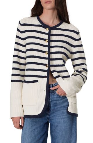 Nancy Gestreifter Cardigan aus Wollmischung